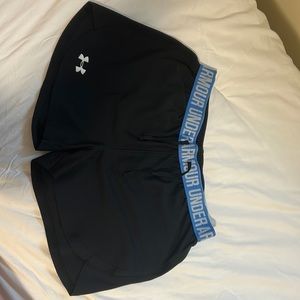 Black Under Armour Shorts with Blue Waistband